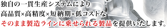 独自の一貫生産システムにより高品質×高精度×短納期×低コストなそのまま製造ラインに乗せられる製品を提供いたします。